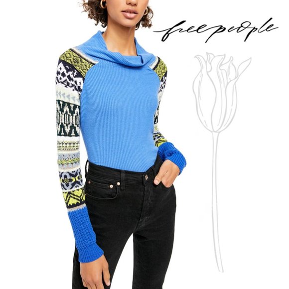 Free People Blue Bell Prism Sweater XL